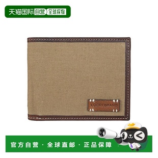 男士 1h可退 Brand Lucky 帆布配皮革饰边双折钱包 美国直邮