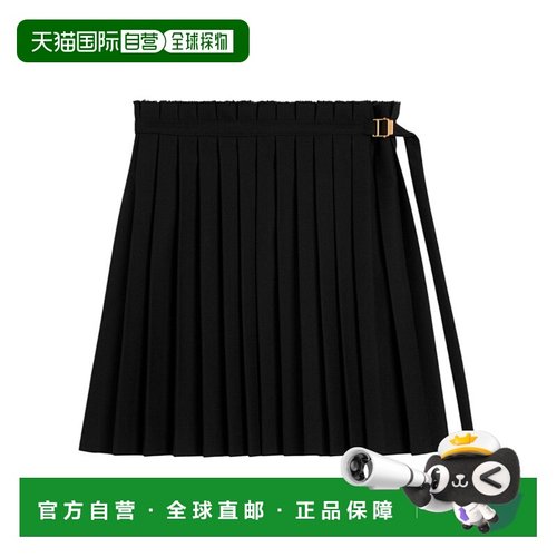 香港直邮Ami Paris 羊毛斜纹短褶裙 FSK113PL0012.半身裙百褶裙