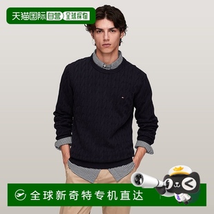 男款 日本直邮Tommy 套头毛衣 徽标贴片圆领长袖 蓝色 Hilfiger