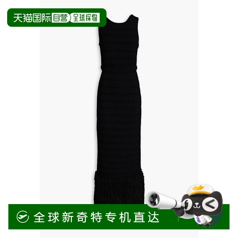 1小时内可退 香港直邮Alaia 女士 荷叶边洞眼针织长款连衣裙 9S9R