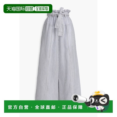 香港直邮ZIMMERMANN 女士 束带条纹棉质真丝混纺阔腿裤 1152PF241