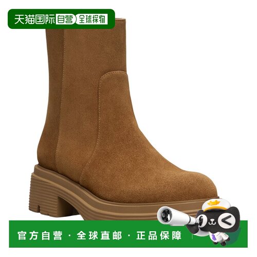 自营Stuart Weitzman Hudson Lite拉链绒面革短靴-棕色 美国奥莱