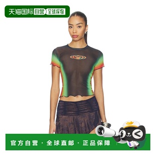 1h可退 香港直邮Casablanca 女士 扇贝形短袖印花网纱上衣 WSP26T