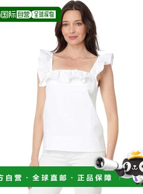 自营Women's Lilly Pulitzer Zoya Top White Jacquard Ruffle Tr