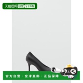 自营欧洲直邮Mango芒果 女士灰色尖头皮质高跟鞋