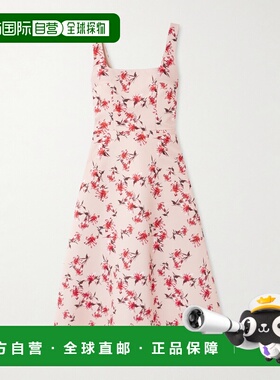 香港直邮1h可退 EMILIA WICKSTEAD 女士 Shiloh 印花罗缎中长连衣