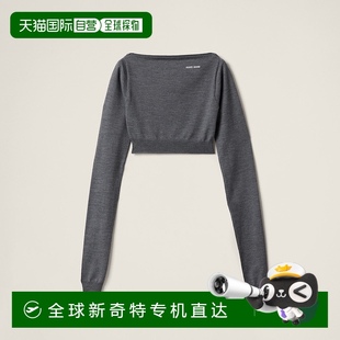 欧洲直邮MIU 羊毛船领毛衣上衣 MIU 2025新品