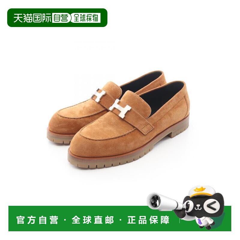 日本直邮中古Hermes爱马仕女A级95新moccasins软帮皮鞋牛皮鞋棕色