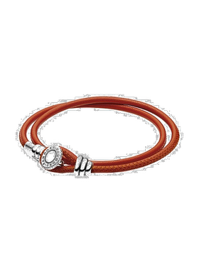 自营 Pandora Charm Carrier Silver Spicy Orange Woven Wrap 手