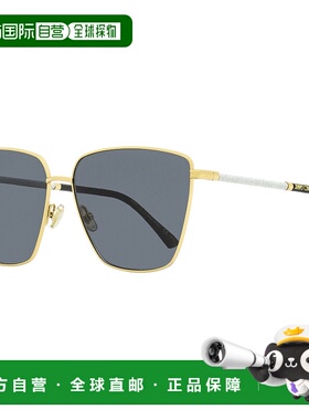 自营 Jimmy Choo 女士方形太阳镜 Lavi 2M2IR 金色/黑色 60 毫米