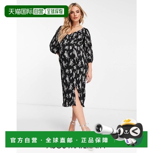 香港直邮ASOS 打褶系扣白色印花中 女士 设计孕妇装 based 1h可退