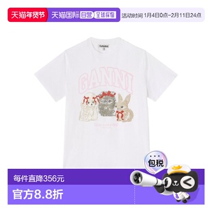 1h可退 香港直邮GANNI 甘尼 女士 CUTE ANIMALS 有机棉T恤 A10500