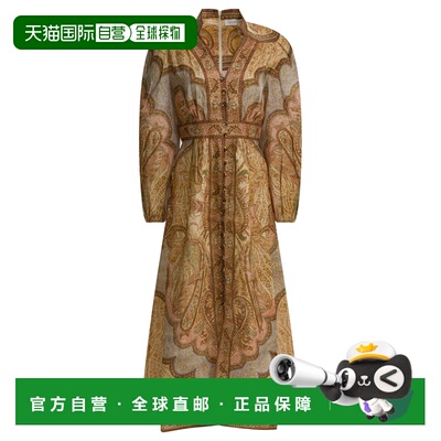 1h可退 香港直邮ZIMMERMANN 女士 黄色亚麻连衣裙 5753DRS262TPML
