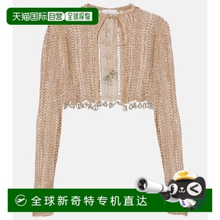 针织开衫 1h可退 钩花精饰短款 香港直邮Rabanne metal金属色 女士