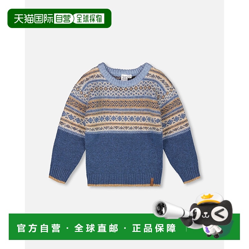 自营deux par deuxNorwegian Jacquard Knit Sweater Blue and Cr