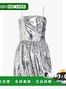 1h可退 香港直邮潮奢 Simkhai 女士 Mallory 褶皱珠片薄纱迷你连