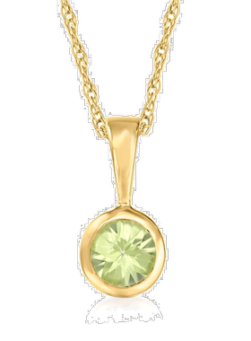 自营Ross-Simons 橄榄石吊坠项链 14 克拉黄金。 16 英寸 - 20 英
