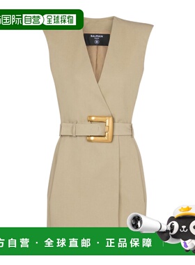 香港直邮BALMAIN 女士连衣裙 GF1R5168CG430AN SS2026 卡其色