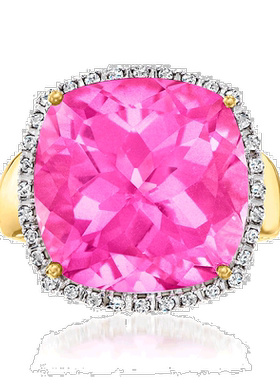 自营 Ross-Simons 粉红托帕石和 . 14kt 黄金钻石戒指 - 粉色 美