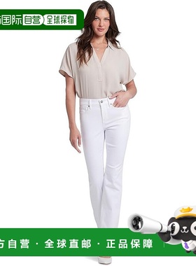 自营NYDJ Barbara Jeans Women's Optic White Denim Stretch Zip
