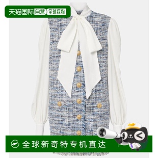 女士 1h可退 巴尔曼 香港直邮潮奢 棉混纺花呢迷你连衣裙 Balmain