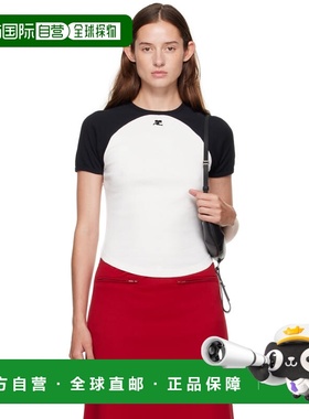 1h可退 香港直邮Courreges 女士 白色 & 黑色 Circle Contrast T