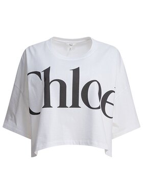 CHLOÉ 女士衬衫 CH24AJH09183101 AW2025 白色 Logo crop T-shirt