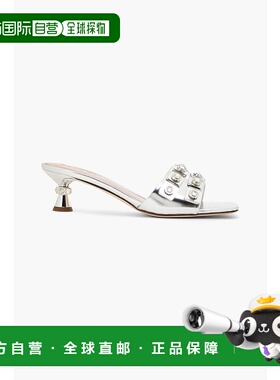 1h可退 香港直邮潮奢 Sandro 女士 精饰皮质凉拖 SFACH01074ARGEN