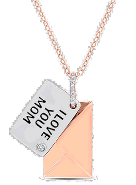 自营 mimi & max镀玫瑰金纯银镶钻字母信封“我爱你”吊坠配链 -