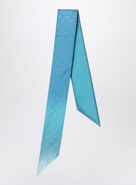 Prada 普拉达 女士 蓝绿色缎带真丝斜纹围巾 1FF0082C8SF0136