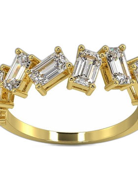 pompeii32 1/2 克拉祖母绿切割莫桑石结婚戒指（10k 白金、黄金或