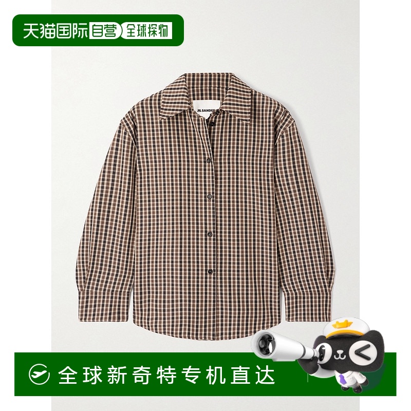 1h可退 香港直邮潮奢 Jil Sander 吉尔 桑达 女士 格纹羊毛衬衫 J
