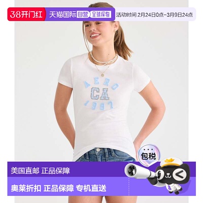 自营Aeropostale Ca 1987 Applique Graphic Tee - bleach 美国奥
