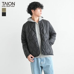 日本直邮TAION-104ALSBML-1 TAION 圆领羽绒服 - 软壳内羽外