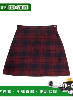 自营欧洲直邮Tommy Jeans Check Mini Skirt女士红色半身裙