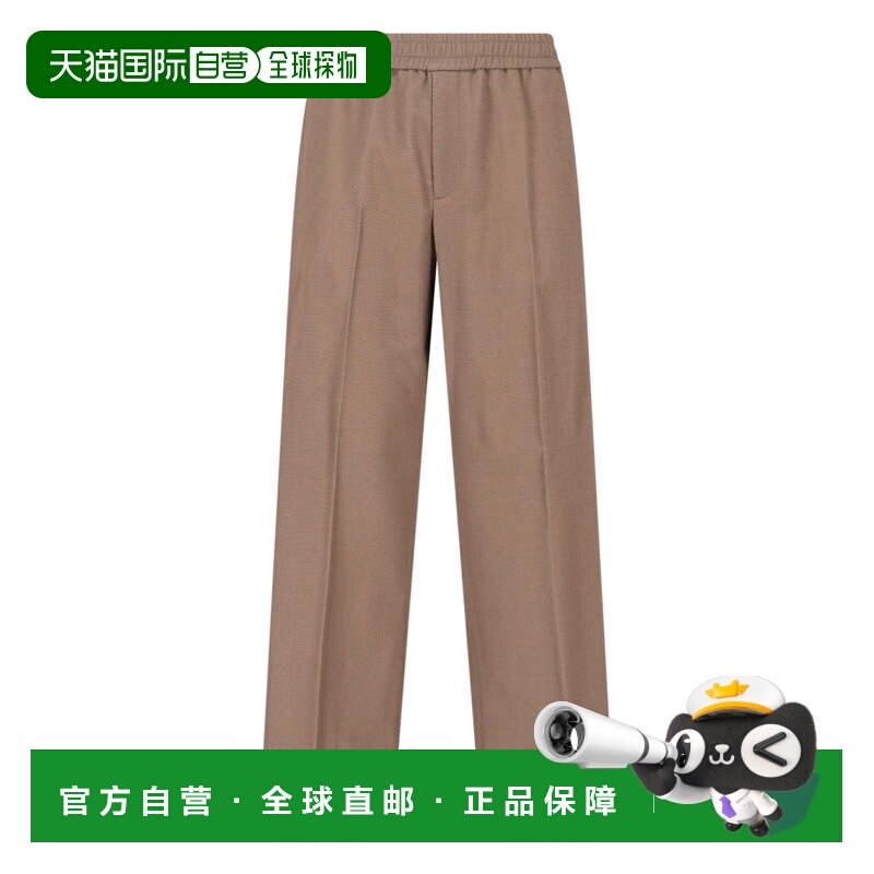 自营golden goose灰褐色阔腿新剪羊毛运动长裤-棕色 美国奥莱直发