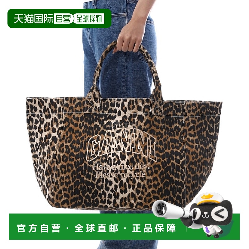 韩国直邮GANNI 豹纹帆布 XXL 手提包 (A5822 943) 单肩包