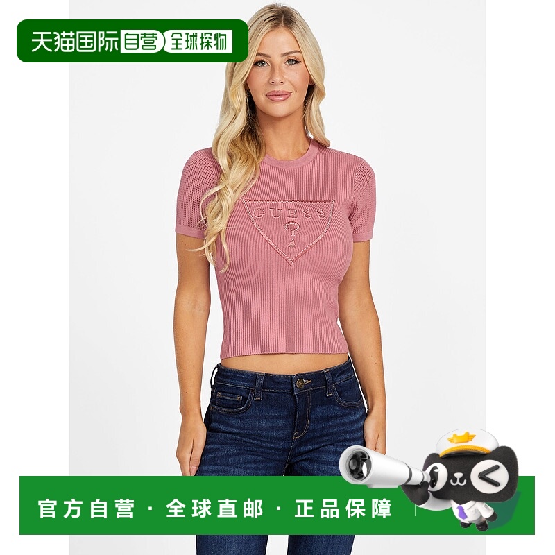 自营guessEco Amaira标志毛衣T恤-皇家紫色 美国奥莱直发