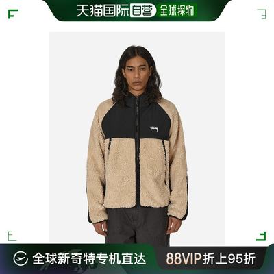 香港直邮潮奢 Stussy 斯图西 男士 毛毛拼接连帽浅褐色夹克