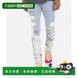 水洗牛仔裤 X409修身 多色镶钻补丁设 日本直邮mnml男女同款 1h可退