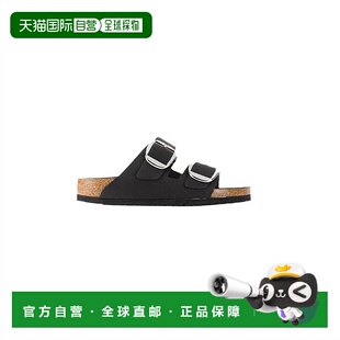 香港直邮Birkenstock黑色双环扣带凉鞋经典潮流简款舒适橡胶鞋底