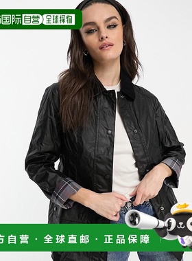 1h可退 香港直邮潮奢 barbour 巴伯尔 女士 Beadnell 蜡夹克(黑色