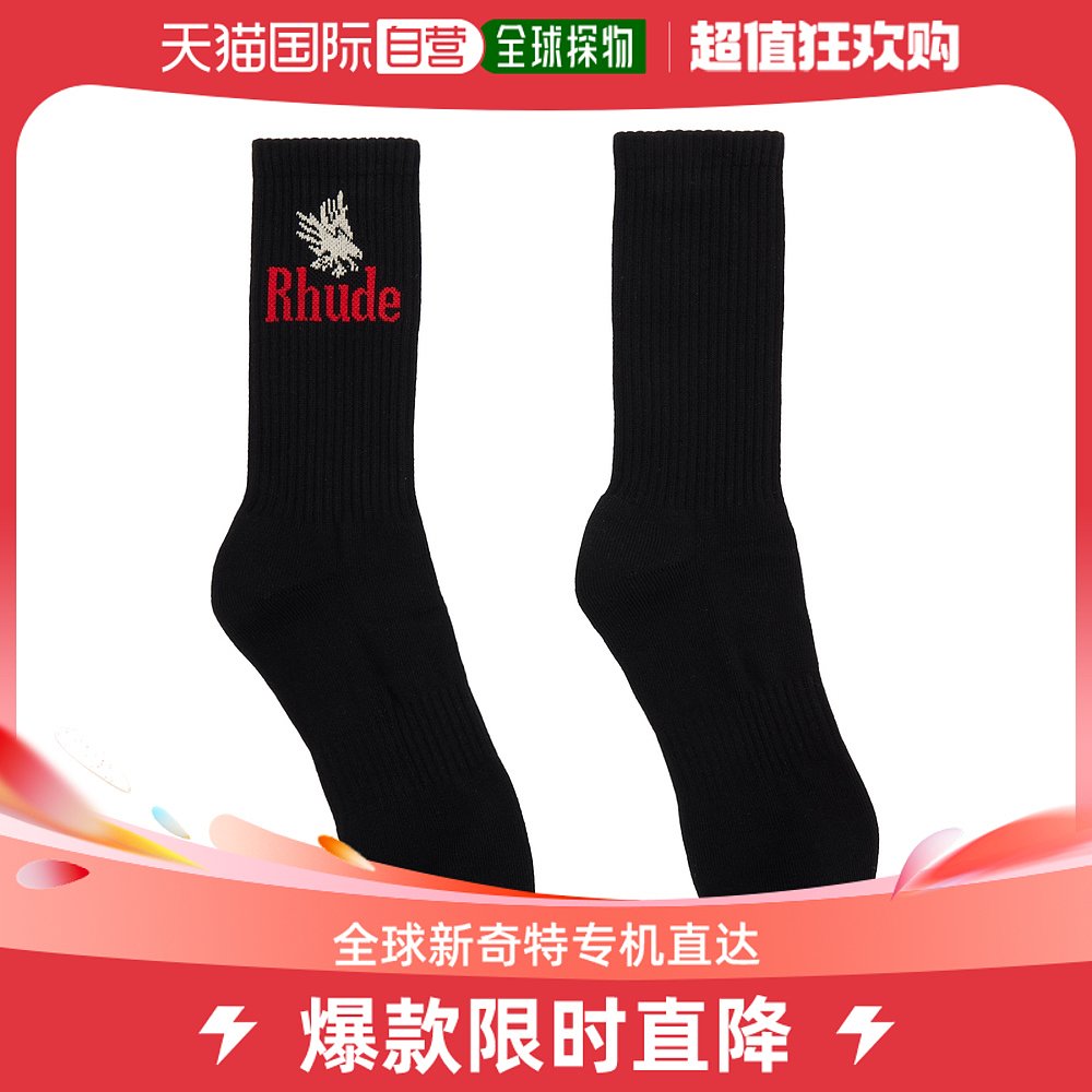 香港直邮潮奢 Rhude男士黑色 Eagles中筒袜