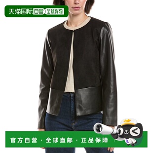 自营Vince Camuto Collarless Jacket - black 美国奥莱直发皮衣