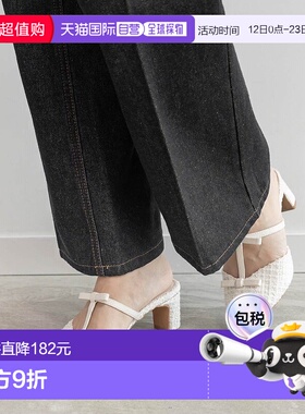 日本直邮RANDA 丝带T字带穆勒高跟鞋 RA041BW016770 黑色单鞋