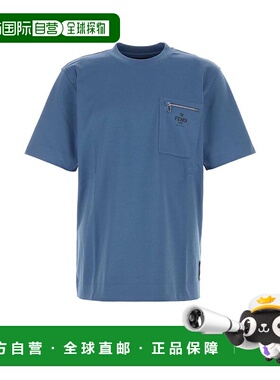 香港直邮FENDI 男士T恤 FY0936ARYRF0GCT AW2024 蓝色 Cotton T-S