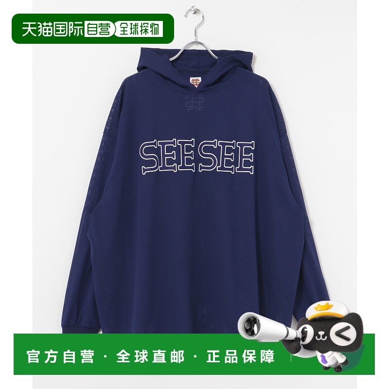 1h可退 日本直邮SEE SEE 男装宽松半拉链网眼长袖T恤 BSMA5SS255C