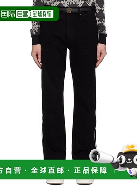 1h可退 香港直邮AMIRI 男士 黑色 Crystal Stripe Slim 牛仔裤 AM