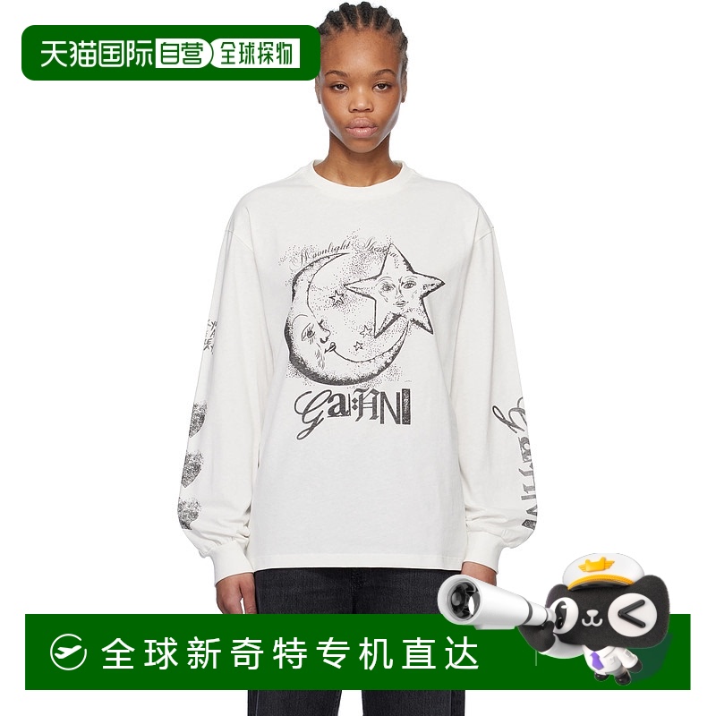 1h可退 香港直邮潮奢 GANNI 甘尼 女士 白色 Future Heavy 长袖 T