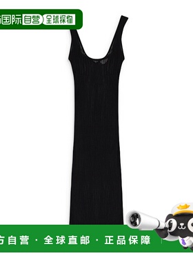 自营lanvin黑色无袖紧身MIDI连衣裙-黑色 美国奥莱直发